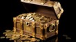 A symbolic image of a locked treasure chest, representing the inaccessible capital and frozen assets during a financial crisis  , photography