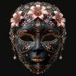 3D render of black-gold-pink decorative mask