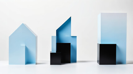 Canvas Print - Trio of Blue and Black Sculptures