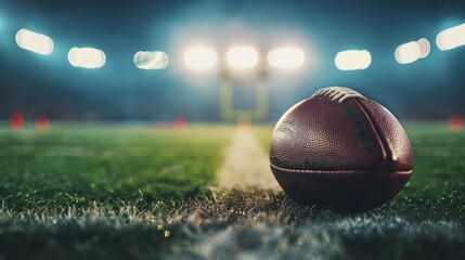 American football close-up on the field line