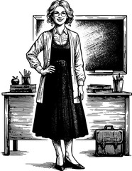 Wall Mural - Woman Teacher In The Classroom