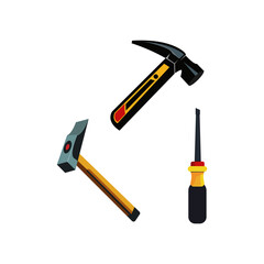 Tools icons set. Hammer and screwdriver and Vector illustration