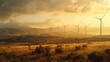 Wind turbines are being used in the Zaragoza province in Spain to generate electricity.