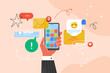 Modern creative concept for e-mail mobile marketing and  newsletter . Business vector illustration for social media, banner or presentation template