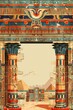 Egyptian Style Vector Illustration Border Banner Art Background with Empty Copy Space created with Generative AI Technology
