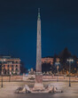 Obelisk Flaminio night view in Piazza del Popolo Rome