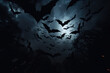 Silhouette of Flock of Bats Flying Under Moonlight Sky