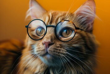 Sticker - A cat wearing glasses is staring at the camera