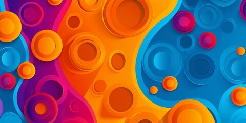 Sticker - A colorful background with many circles of different sizes