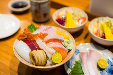 Canvas Print - Japanese sashimi rice don in the restaurant