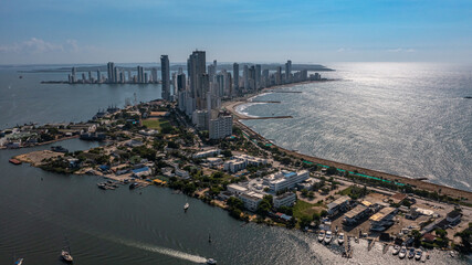 Wall Mural - Drone images of Bocagrande in Cartagena, Colombia from above