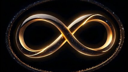 Aufkleber - A glowing infinity symbol on black background