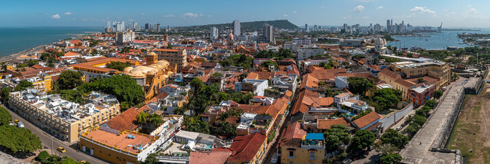 Wall Mural - Drone images of Cartagena, Colombia from above