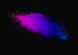 Fototapeta Tęcza - Abstract powder splatted background. Colorful powder explosion on black background. Colored cloud. Colorful dust explode. Paint Holi