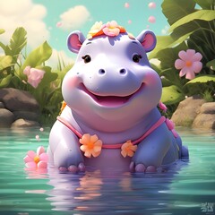 Wall Mural - Baby Hippo