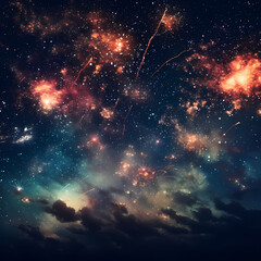 Canvas Print - Fireworks illuminating the night sky.