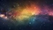 Vivid space scene with nebula and stars displaying horizontal rainbow colors, night sky and vibrant milky way