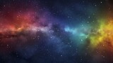 Fototapeta  - Vivid space scene with nebula and stars displaying horizontal rainbow hues, night sky and vibrant milky way