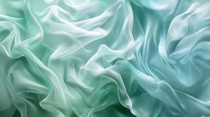 Abstract, flowing ribbons in shades of seafoam green and sky blue. ,