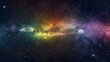 Vibrant space background featuring nebula and stars with rainbow hues, vibrant milky way galaxy backdrop