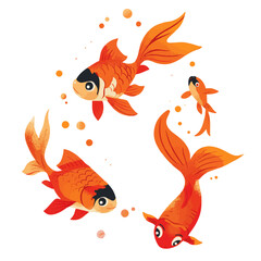 Whimsical Goldfish Illustrations on White
