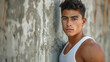 © Dirk - copy space, stockphoto, very handsome Latino male model, boy-ish handsome look, 20 years old, well athletic build. Very attractive well build photo model. Handsome attractive sporty Latino young man.