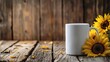 White Coffee Mug on Wooden Table