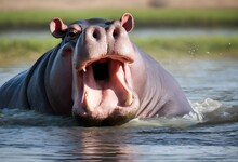 A Hippo In The Water