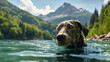 dog in the water