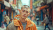 © Studio Multiverse - A trendy young man wandering the artistic district of Shenzhen. He has an oval face with a casual buzz cut stands at 177cm