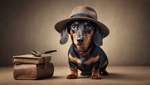 
In A Whimsical World Of Mystery And Intrigue, Imagine A Mischievous Dachshund Adorned In A Tiny Detective's Hat, Its Curious Eyes Peering Out From Beneath The Brim With An Air Of Determination. In On