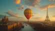 A captivating advertisement for a travel agency features a globe morphed into a hot air balloon, soaring over iconic landmarks from around the world