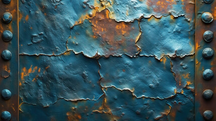 Canvas Print - Old rusty metal texture background with rivets.