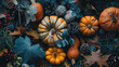 pumpkins and gourds in autumn