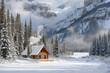 Cozy Cabin in Snowy Mountain Valley: Winter Solitude Retreat