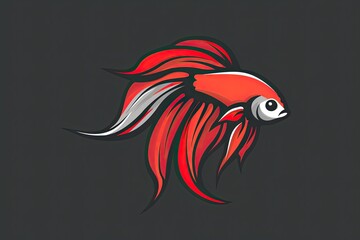 Wall Mural - Betta fish cartoon animal logo, illustration