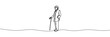 the elderly man is drawn in one line style. Vector illustration.