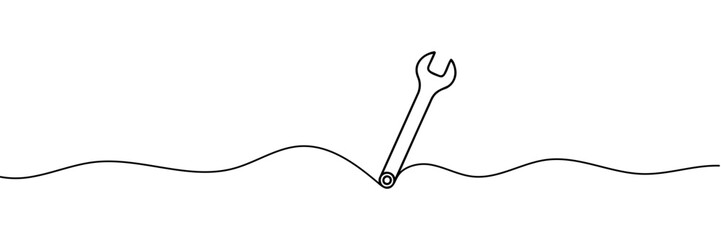 Wall Mural - tthe wrench is drawn in one line. Vector illustration.