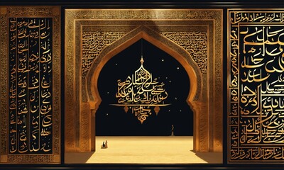 Arabic calligraphy of Quranic verses or sayings of the Prophet can be visually appealing and culturally relevant. Calligraphy art is often used to convey profound messages.