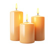 © Yeti Studio - Three pillar candles with flames illuminated, cut out