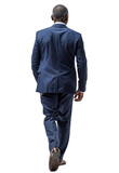 Fototapeta Tulipany - Business man in suit isolated on white transparent, Afro American businessman rear view. PNG