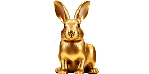 Wall Mural - Golden animal concept Statue of a rabbit on transparent background