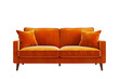 Modern sofa in orange color isolated on white background