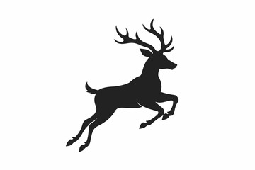 Wall Mural -  Jumping deer silhouette vector illustration