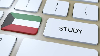 Wall Mural - Kuwait Study in Country Concept. Flag and Text 3D Animation