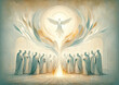 © Faith Stock - Pentecost. The descent of the Holy Spirit on the Apostles. Digital illustration.