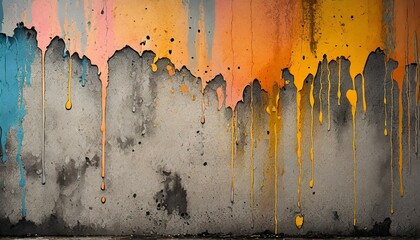 Wall Mural - Illustration of Concrete Wall Texture with dripping paint.
