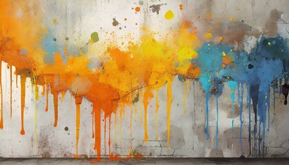 Wall Mural - Illustration of Concrete Wall Texture with dripping paint.
