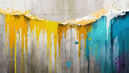 Wall Mural - Illustration of Concrete Wall Texture with dripping paint.
