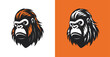 Gorilla colored head logo icon 001